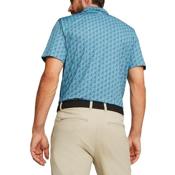 PUMA Men's Bold Blue Slate Sky MATTR Palms Polo Shirt Size S - Picture 2 of 8
